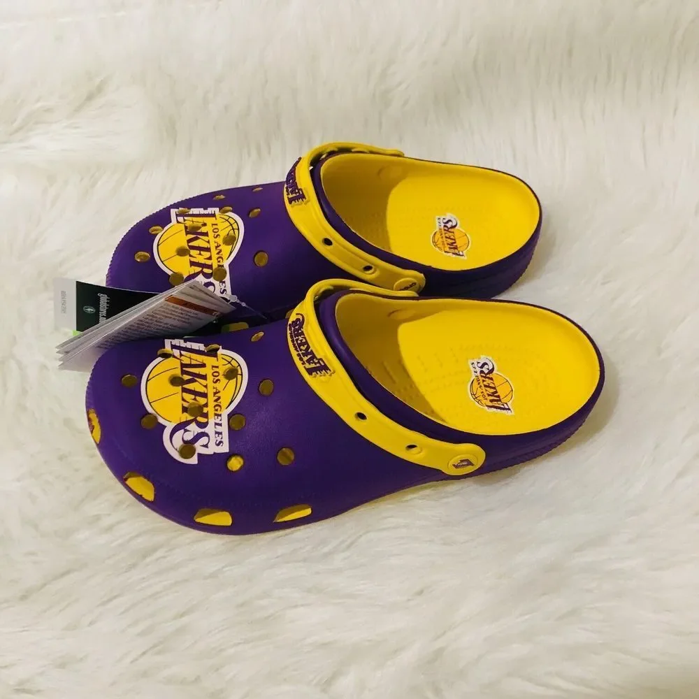 NBA‎ Los Angeles Lakers Classic Clog Crocs Comfort Sunflower Men 8 Women 10 NEW